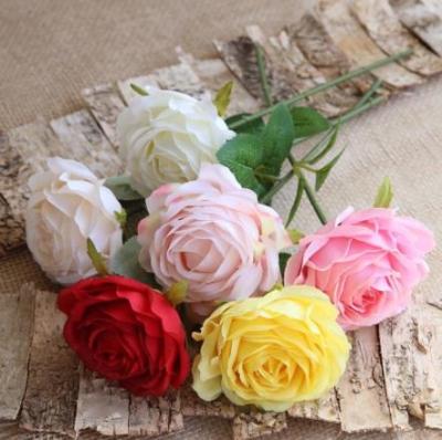 China Silk Rose Flower Fake Long Stem Strap Plant Artificial Flower Roses For Wedding Bouquets Home Decorations for sale