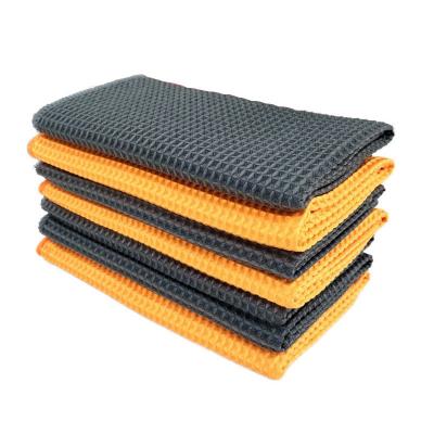 China Sustainable Car Wash Towel Custom Car Cleaning Auto Detailing Microfiber Waffle Towel For Car for sale