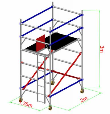 China Construction 3m Easy Movable Double Width Ladder Aluminum Scaffolding Tower for sale