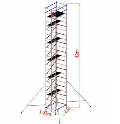 China Construction high quality aluminum scaffolding set for easy construction aluminum scaffolding mobile with wheels height 12m for sale