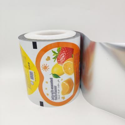 China Custom Moisture Proof Metallized Sealing Film Roll For PP PVC Cup Plastic Printed Film Roll For Jelly Cup Sealing for sale