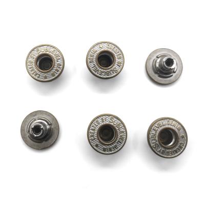 China Dry Cleaning Factory Supply Fashion Custom Embossed Metal Snap Buttons For Jeans for sale