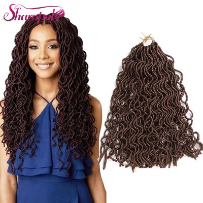 China 20 Inch Goddess Wavy Faux Locs Crochet Soft Curly Synthetic Braiding Hair Faux locs for sale