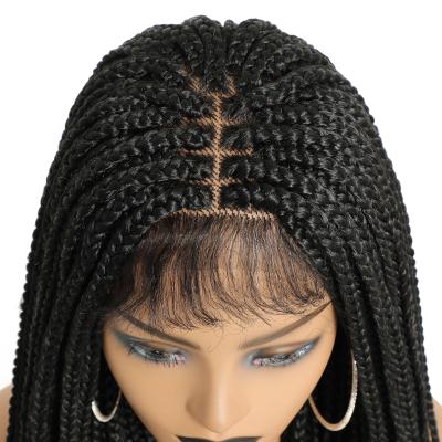 China Silky Straight Wave Synthetic Lace Front Wig 30inch Length Box Braided Wigs For Black Women for sale