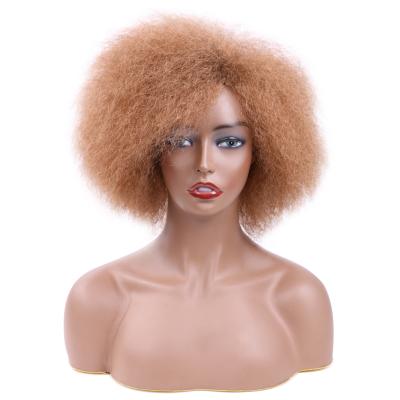 China Machine Made Afro Type Short Water Wave Afro Wig Synthetic Hair Curly Hair Wig for sale