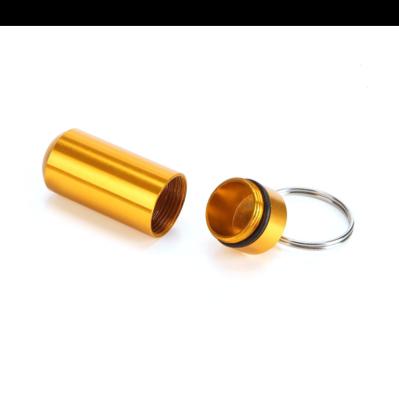 China Waterproof Aluminum Metal Pill Case Pill Box Pill Holder with Key Chain Perfect for Outdoor Camping and Traveling for sale