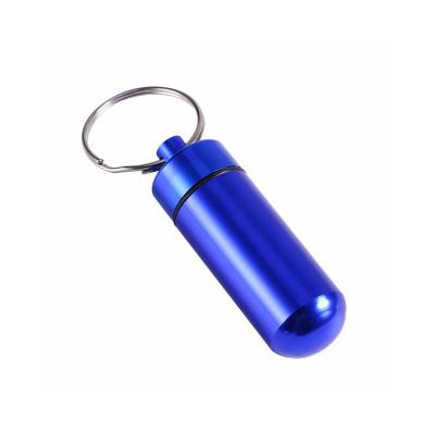 China Waterproof Portable Mini Travel Pill Boxes Medicine Aluminum Pill Box Metal Key Chain Vitamin Holder Case Bottle Container for sale