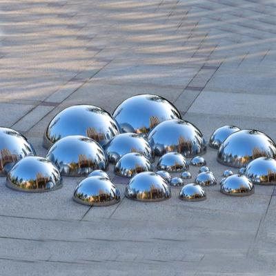 China Folk Metal Ball Stainless Steel Half Hemisphere Art Mirror Decoration Wall Sculpture for sale