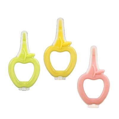 China Viable Wholesale Food Grade Stuff Chew Toys For Babies Funny Silicone Baby Toothbrush Teether for sale