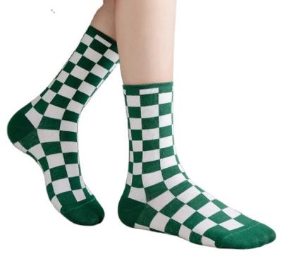 China Korea Harajuku Trend Women Sporty Checkerboard Socks Hip Hop Geometric Plaid Cheap Cotton Socks Streetwear Novelty Unisex Socks for sale