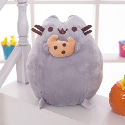 China 25Cm Cat Stuffed Animal Plush Cat Pillow Gray Cookie Cat Toy for sale