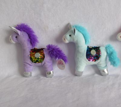 China 2019 New Design Plush Sequined Horse Toy With Magnet Or Key Chain for sale