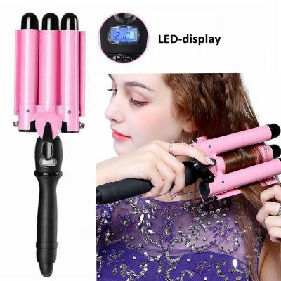 China For Home Use Professional Triple Barrel Egg Roll Hair Styling Ceramic Tools Hairdressing Hair Curling Iron for sale