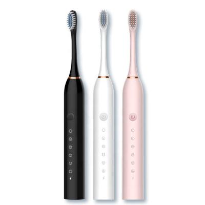 China ABS+ Silicone Electric Toothbrush Portable Sonic Toothbrush USB Rechargeable Replacement Heads Set Automatic Toothbrush X-3 for sale