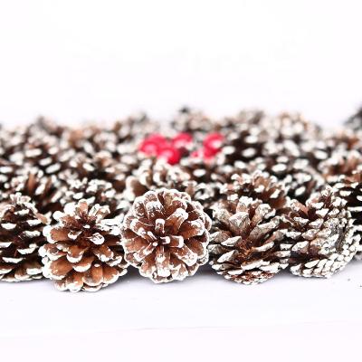 China Sprinkled with white sterling silver pine cone Christmas tree charm pine cone design snow pine cone 1 PCS for sale