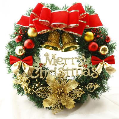 China Front Wreath Christmas Ornaments Low Circle Wall Hanging PE Handwork Pine Needles Cone Holder Bow Tie Material for sale