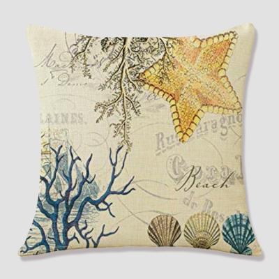 China Factory Viable White Decorative Nordic Supply Tile Case High Quality Goods Using Starfish Coral Sea Shell Cushion Cover for sale