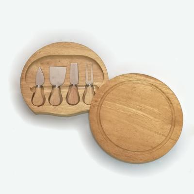 China Amazon Sustainable High Quality Round Wooden Cheese Knives Set With Wooden Box for sale