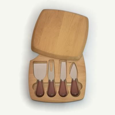 China Sustainable Hot Selling Amazon Cute Acacia Wooden Cheese Knives Set With Wooden Box for sale