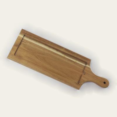 China Viable Custom Made Hot Sale Acacia Rectangle Breakfast Food Serving Wooden Board With Handle for sale