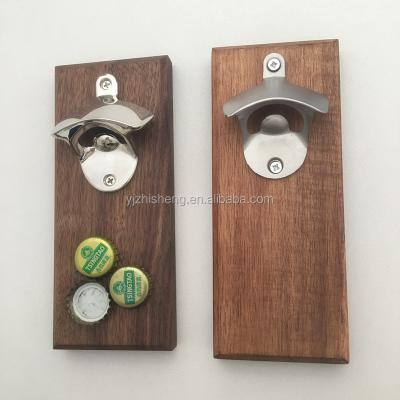 China Bottle Opener Wall Mount Bottle Opener Zinc Alloy Wood Panel for sale