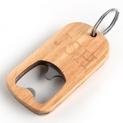 China Viable Personalized Wooden Beer Bottle Opener For Groomsmen Bar Gift Wedding Favors for sale