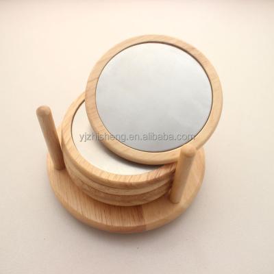 China Sustainable Wooden Coaster / Stainless Steel Round Cork Set for sale