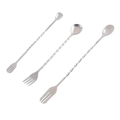 China Viable Twisted Cocktail Bar Spoon Stainless Steel Stir Spoon Bar Mixing Tool for sale