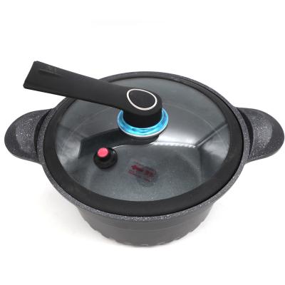 China Sustainable High Quality Soup Pot Cast Aluminum Die Casting Deep Pot With Glass Cover Induction Spare Cookware for sale