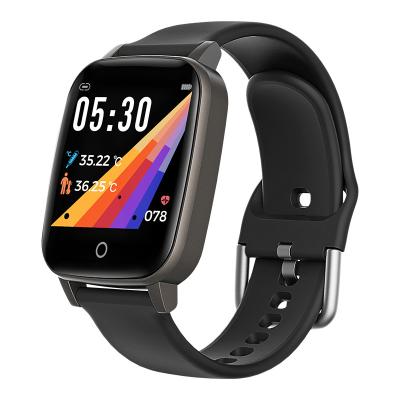 China Waterproof IP67 Body Temperature Measurement Smart Watch Men Women Heart Rate Blood Pressure Monitor Push Message Weather Forecast T1 Smartwatch for sale