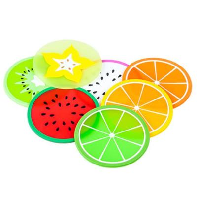 China Home Stored Coffee Kitchen Supplies Silicone Coaster Insulation Fruit Shape Anti-Slip Pad Coffee Coaster Pad for sale