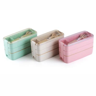 China Straw Dinnerware Food Storage Bento Box Portable Kitchen Microwave Lunch Box Wheat Container Heatable School Desk for sale