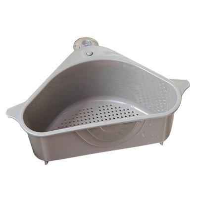 China Viable Suction Cup PP Drain Rack Kitchen Sink Organizer Multifunctional Vegetable Fruit Triangular Sink Strainer Storage Filter Basket for sale