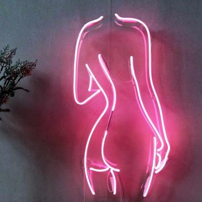 China Custom Residential High Quality Home Lady Glass Neon Piping Decoration Neon Piping Lights Acrylic Neon Body Letters Glass Light for sale