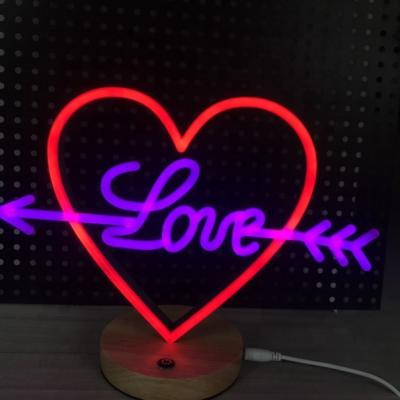 China Buildings China Suppliers Drop Shipping Neon Light Sign 360 Degree Acrylic Letters Heart Led Neon Sign 12v DC USB Plug Table Top Neon Light for sale