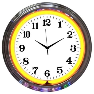 China LUMINOVA China Manufacturer Neon Lamp Neon Clock Custom Guitar Yellow Digital Neon Wall Clock for sale