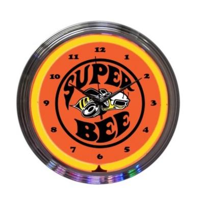 China 15 Inch LUMINOVA High Quality Round Blue Super Bee Ring 12VDC Neon Light Wall Clock 15 Inch Custom Glass Neon Clock for sale