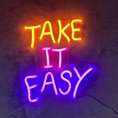 China Buildings China Factory 12v DC Take It Easy 3d Neon Sign Letters Sign Cable Led Neon Light Acrylic Letters Sign Led Neon Light for sale