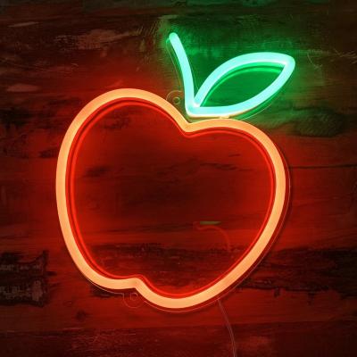 China Residential China Factory 12V DC Customs Lead Neon Sign Apple Cable Led Neon Sign Custom Apple Led Neon Sign Light for sale