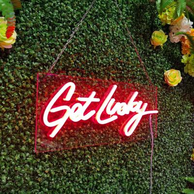 China Buildings China Factory Amazon Supplier Acrylic Letters Sign Amazon Customs Wholesale Lead Neon Sign To Get Lucky Cable Led Neon Sign for sale