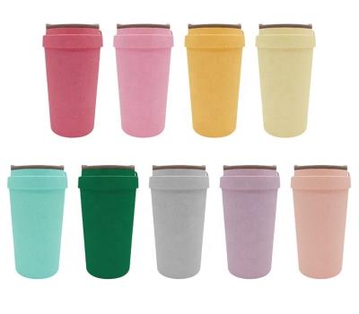 China Macaroon 380ml Color Series Sustainable Rice Husk Fiber Reusable Wheat Straw Coffee Cup Mug for sale