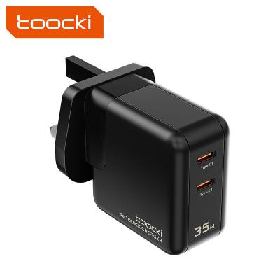 China Toocki Chip 35w GaN Smart Dual Access Type Mobile Phone/Laptop/Tablet/Switch C Charger Eu Plug Charger Adapter For iPhone qc3.0 Fast Charging for sale