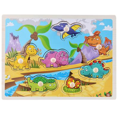 China Non-toxic On Sale Cartoon Model Baby Learning Animal Toy Wooden Puzzle For Kid Interactive for sale