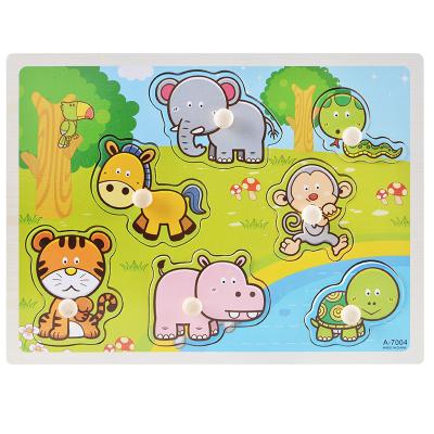 China New Design Non-toxic Cartoon Pattern Baby Hand Grasp Animal Creative Toys Wooden Puzzle For Children for sale