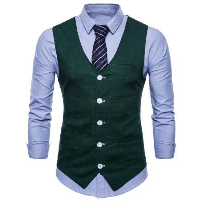 China New Design Plaid Anti-Shrink Woolen Mens Formal Vest Waistcoat For Men for sale