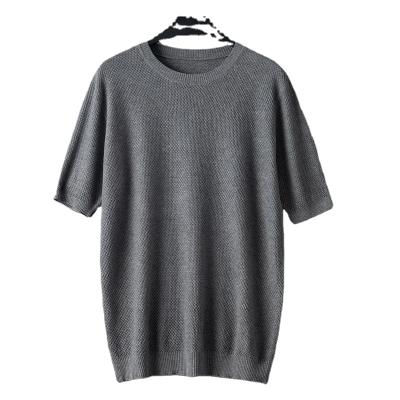 China Anti-wrinkle men's wool short sleeve knitted comfortable and warm blend cashmere round neck half sleeve for sale