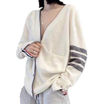 China Anti-wrinkle 100% wool cashmere cardigan sweater winter woman round collar wool cashmere sweater luxury warm luxury knitted 100% pure for sale