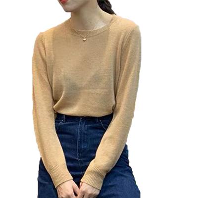 China Anti-wrinkle wool sweater small solid color crewneck knit sweater manufacturer for sale