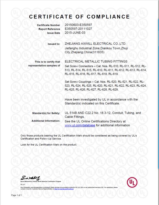 EMT Connector Coupling UL - Hangzhou LianLi Electrical Co.,Ltd