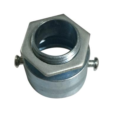 China Zamak Material Malaysia Using GI Flexible Conduit Adaptor 20mm 25mm Two M4 Screws With Steel Locknut for sale